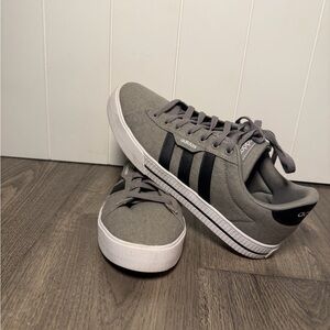 Adidas Classic Gray Sneakers with Black Stripes